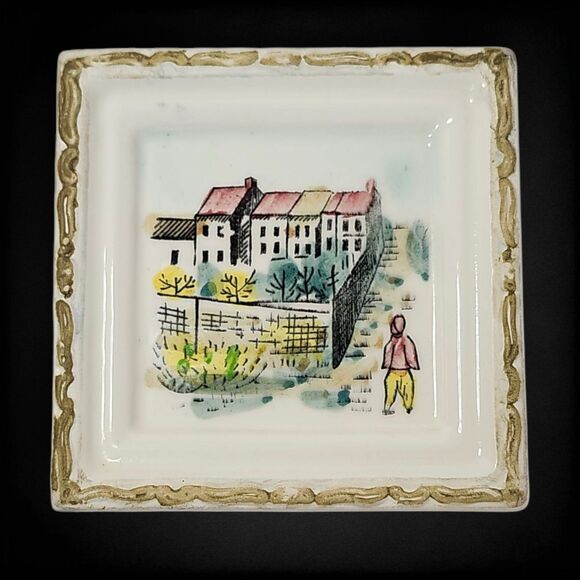 Vintage Ucagco Japan Ceramic Wall Plaques Paris France Set of 5 Hand Painted 4" - Picture 7 of 10